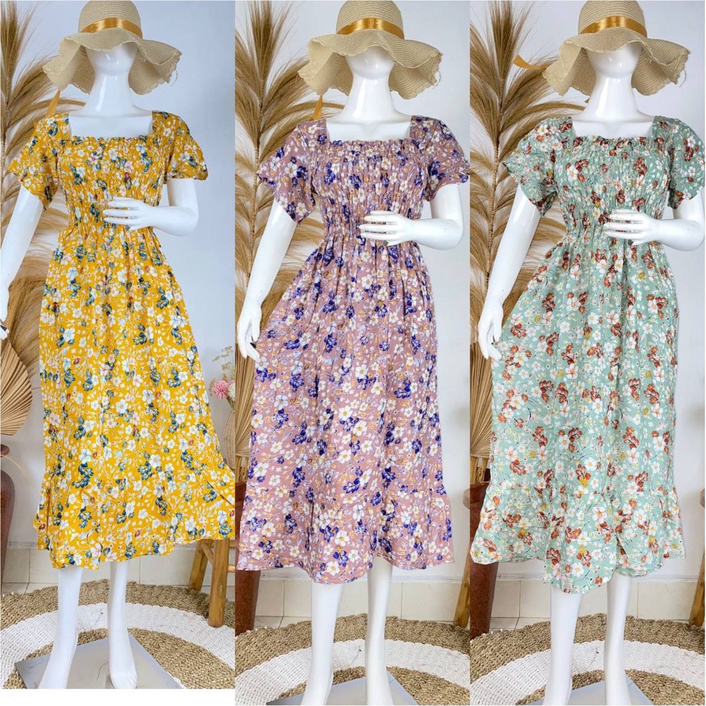 Dress Kerut  Kotak Tanggung/Dress Vanesa/Kerut Kotak.