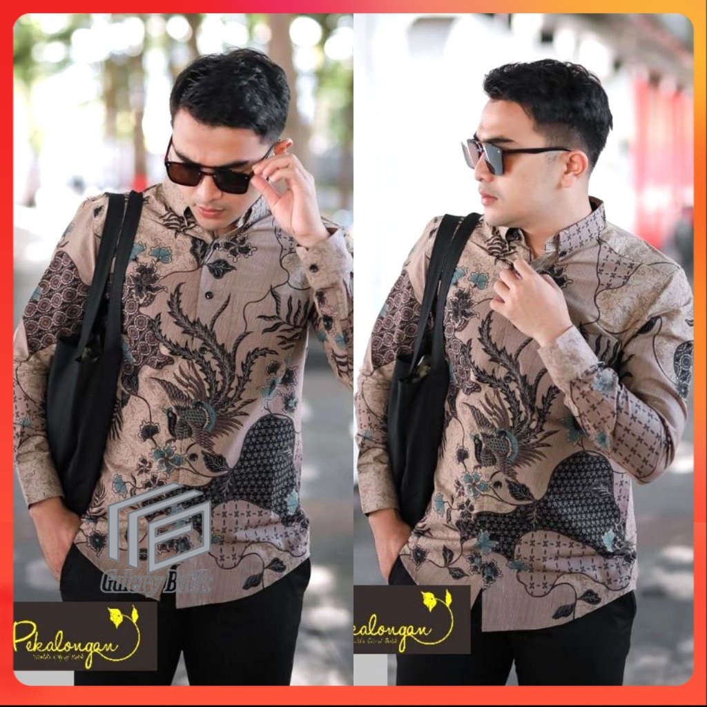 Kemeja Batik Pria Modern Lengan Panjang Casual Modis Slim Fit Trendy Masa Kini size M L XL