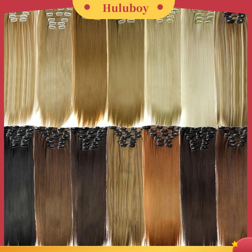 6 Pcs Klip Ekstensi Rambut Lurus Bahan Serat Tahan Panas