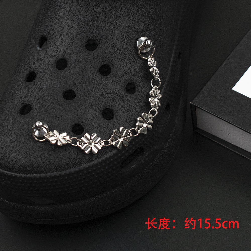 1 Pcs Crocs Jibbitz Baru Logam Rantai Sepatu Tengkorak Ins Punk Rantai Aksesoris Diy