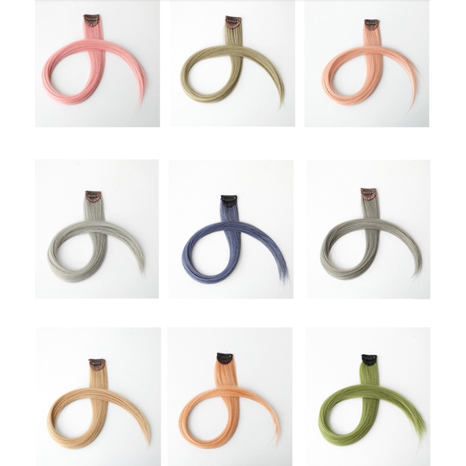 We Flower Wig Rambut Ekstensi Model Lurus Panjang 50cm Warna-Warni Untuk Wanita