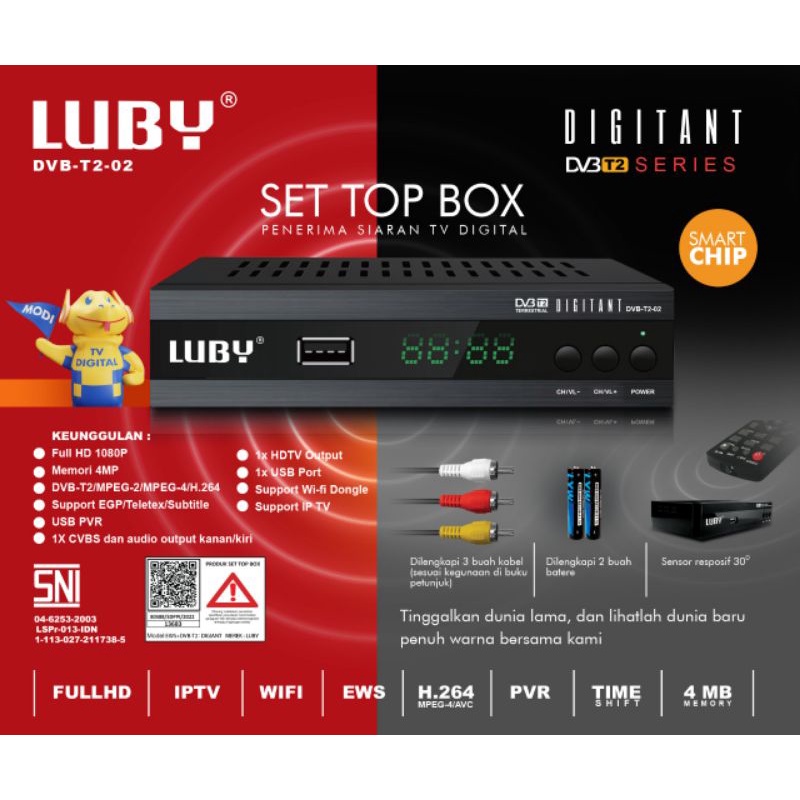 LUBY SET TOP BOX DVB T2 02 PENYALUR SIARAN DIGITAL/ STB LUBY DVB T2