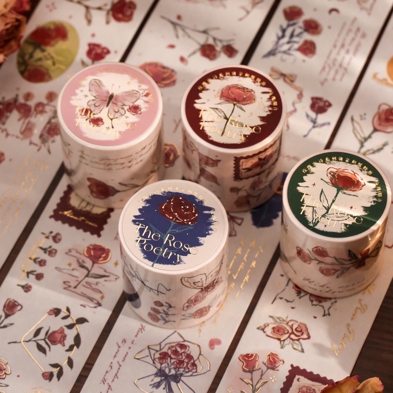 

washi tape selotip vintage bunga rose butterfly 45 mm
