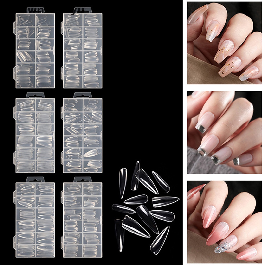 Adawnshbhyu 120Pcs Poly Nail Gel Nail Bentuk Ganda Ekstensi Jari UV Builder Nail Tips Tools ID