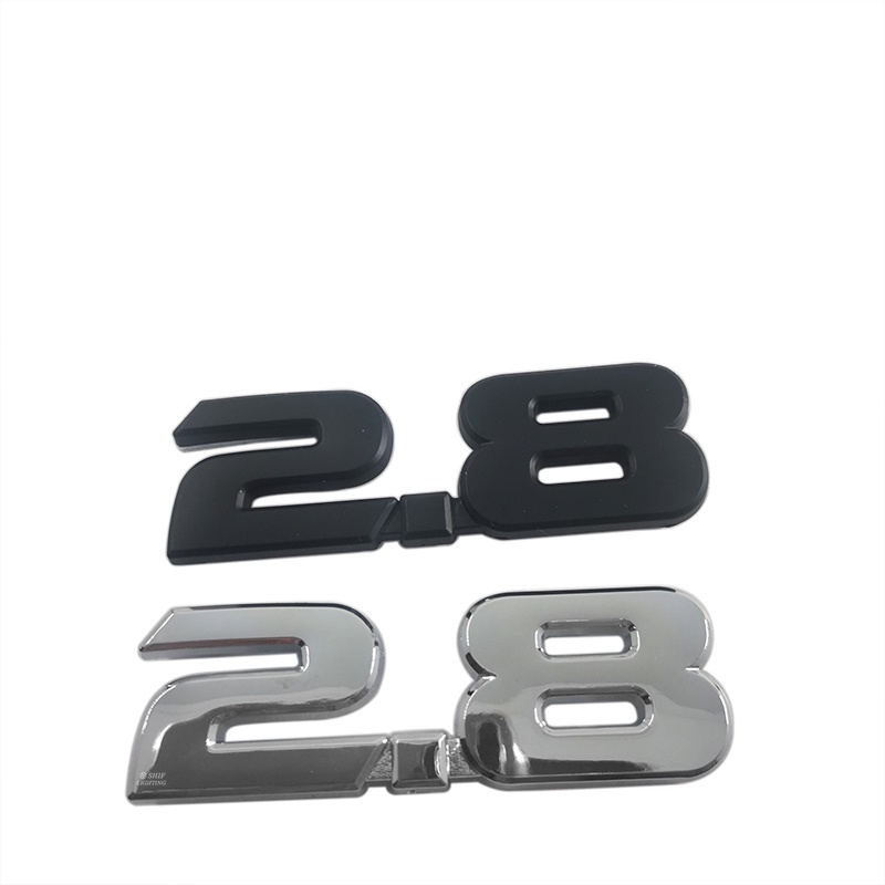 1x ABS Chrome ABS/Hitam 2.8 Nomor Huruf Mobil Auto Emblem Belakang Badge Decal Stiker Pengganti Output Huruf 2.8