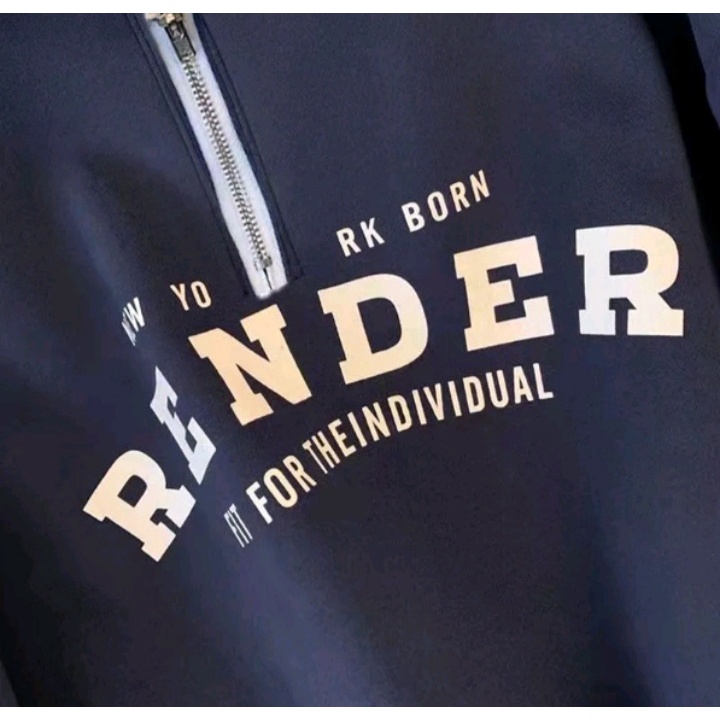 Sweater Kerah Zipper RENDER COLAR Jacket Kasual Pria Wanita Atasan Ala Korean Fashion Terbaru Bahan Cutton FLEECE