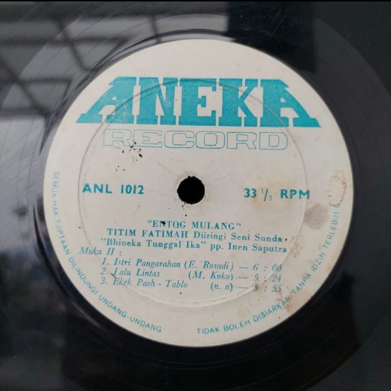 Vinyl Piringan Hitam 12 inch Titim Fatimah Entog Mulang