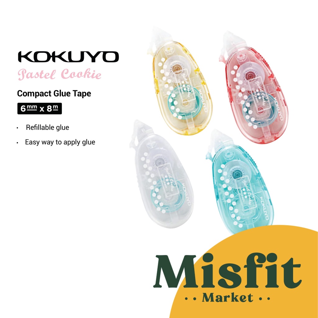 

Kokuyo Pastel Cookie Compact Glue Tape 6mm x 8m Lem Pita Double Dobel Lucu Mini Aesthetic No Joyko