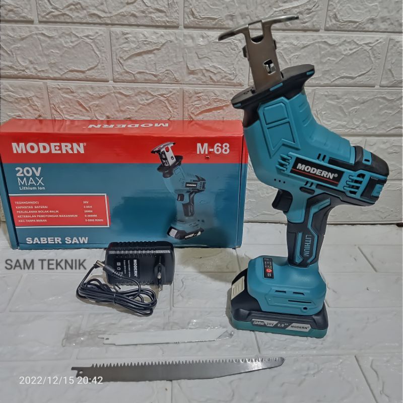 Mesin Gergaji Baterai Modern M-68 - saber saw cordless baterai 1 20V