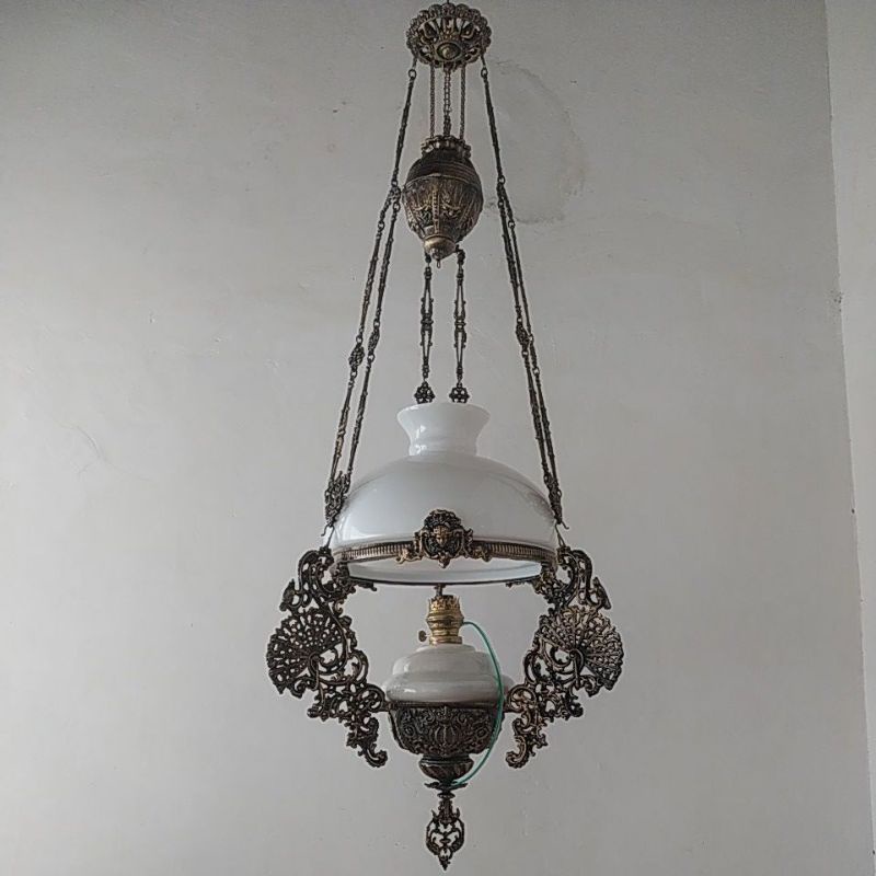 LAMPU GANTUNG KEREK ANTIK KLASIK JAWA BETAWI JOGLO CAFE VINTAGE DIAMETER 40CM JUMBO ISTIMEWA