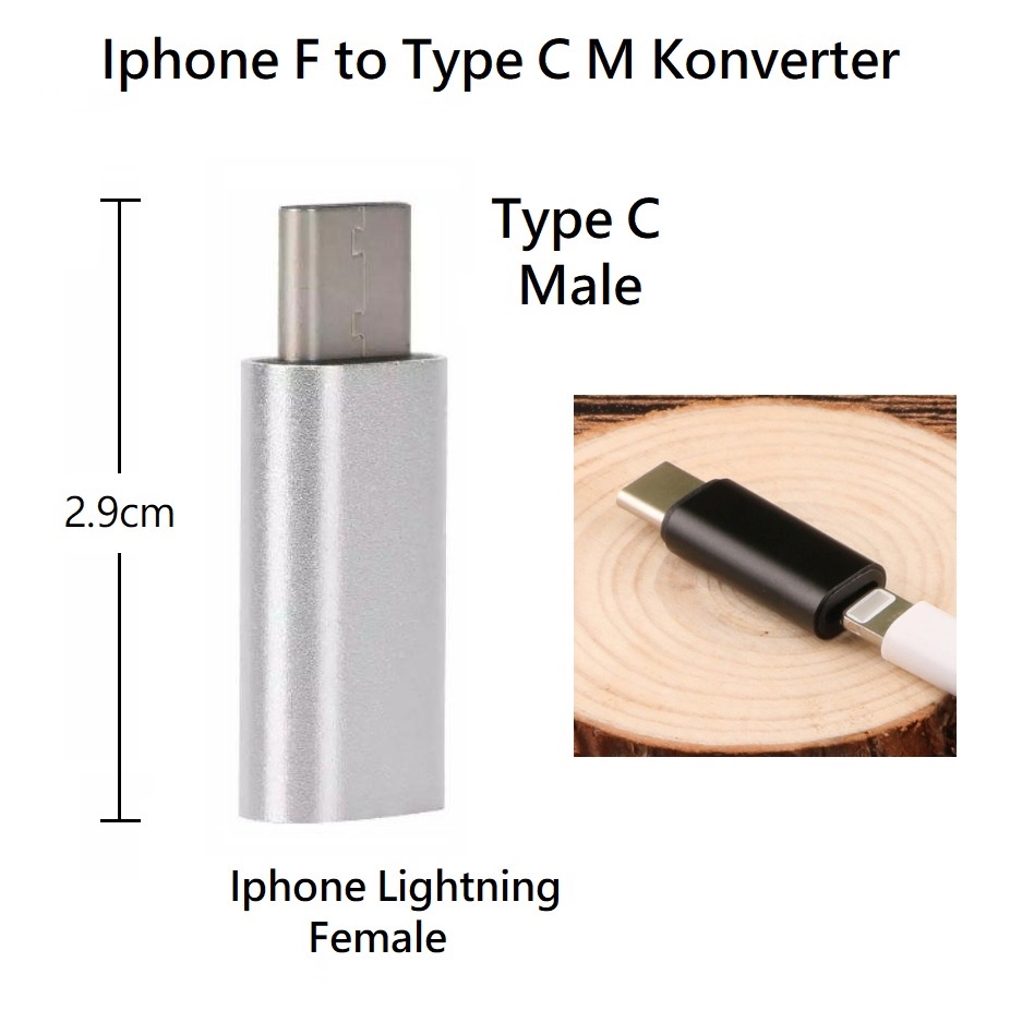 Colokan LIGHTNING IPHONE FEMALE 8 PIN TO USB 3.1 TYPE C MALE CONVERTER adapter