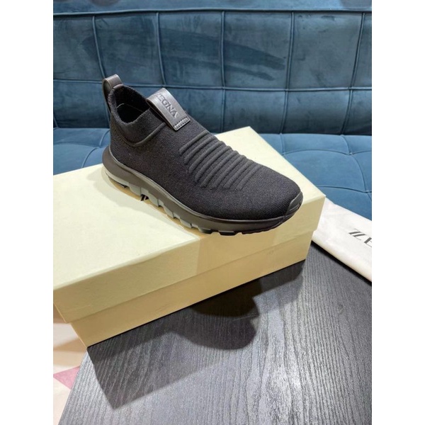 sepatu pria sneaker EZ1  mirror quality shoes men slip on hitam new branded