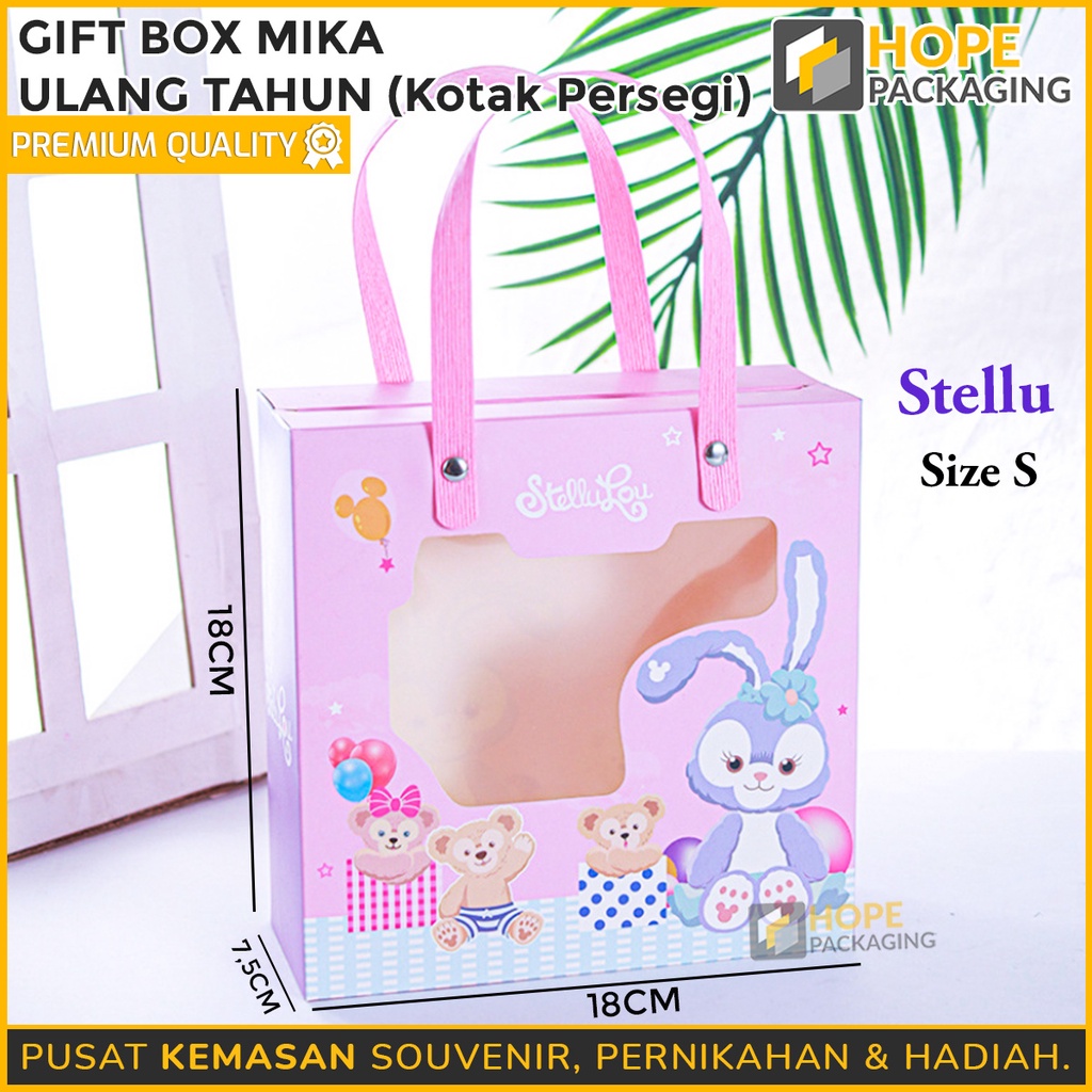 Gift Box Ulang Tahun Kotak persegi / kotak Tali Hampers / Box Mika Transparant Hampers Goodie bag Birthday stellu duffy