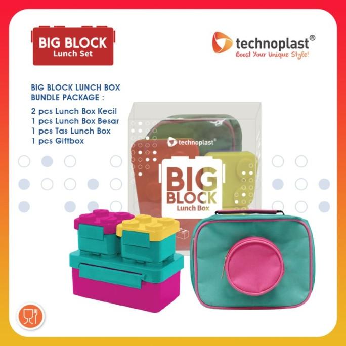 Technoplast Big Block Lunch Box with Lunch Bag - Green