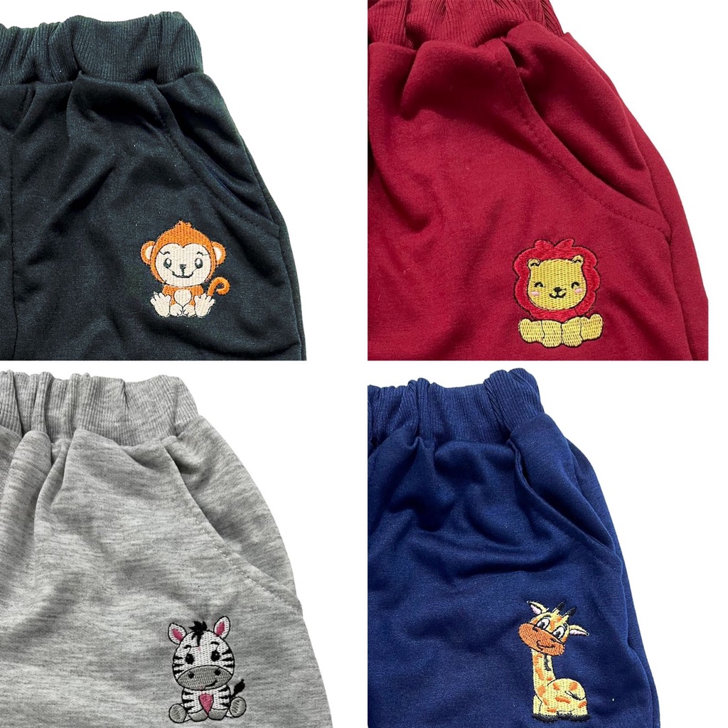 CELANA PANJANG JOGER RIB SANTAI FASHION ANAK BORDIR ABU/MERAH MAROON/BIRU NAVY/HITAM