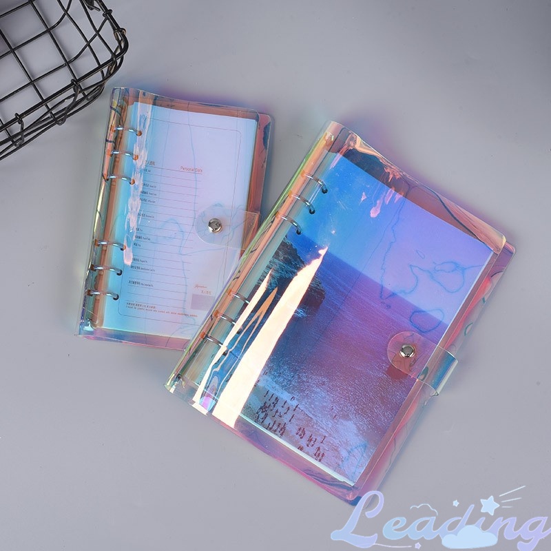 

A5/A6 Binder 6-Ring Loose-Leaf Folder Transparan/Laser Aesthetic/Transparan Motif Bunga Daisy Bahan PVC-Le