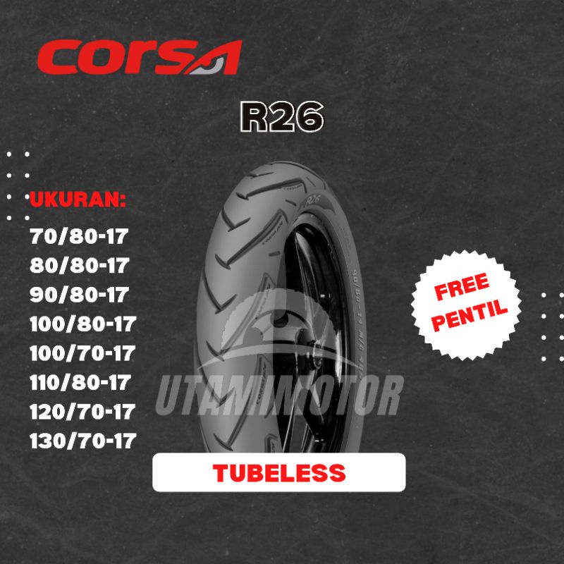 BAN MOTOR CORSA R26 RING 17 100/70-17 100/80-17 110/70-17 110/80-17 TUBELESS