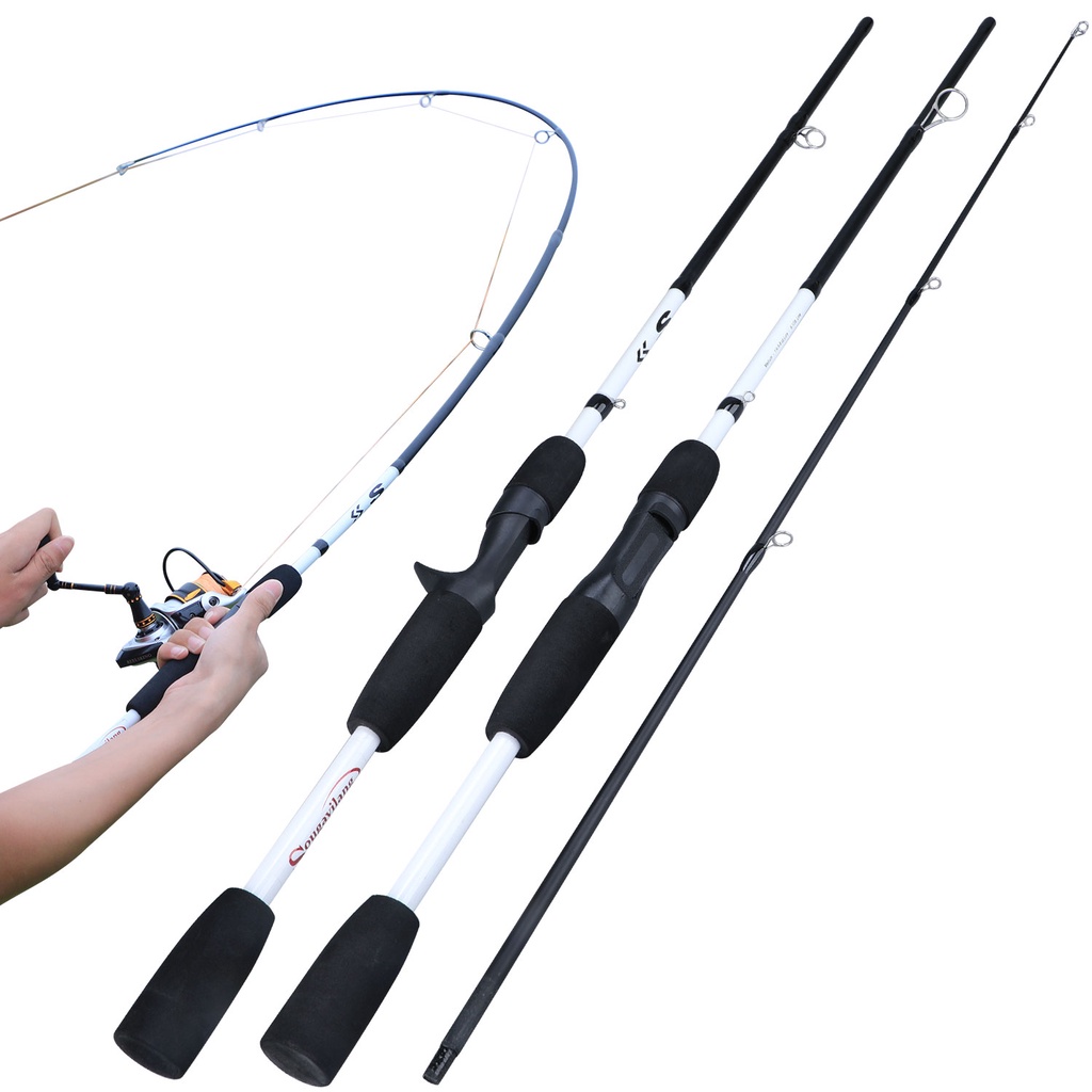 Tongkat Ikan Melempar/Berputar Pembawaan Fibra Kaca Fishing Rod 1.8M EVA 2 Seksi Mentangani 6-12 LB Untuk air manis atau air garam