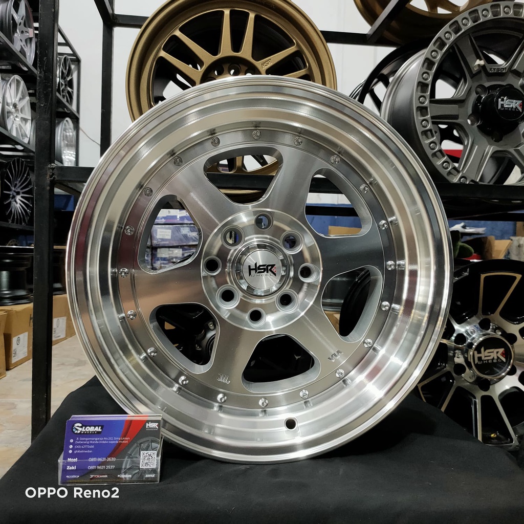 Velg racing Hsr Rumoi R15 untuk mobil corolla baleno vios city avanza livina kijang ignis mobilio