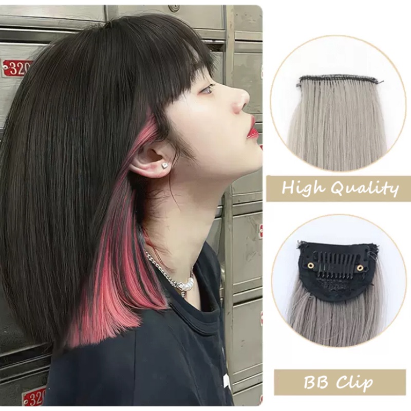 Rambut Palsu Extensions Model Panjang Lurus Warna Highlight Bahan Sintetis Ukuran 50cm Isi 789 Untuk Wanita