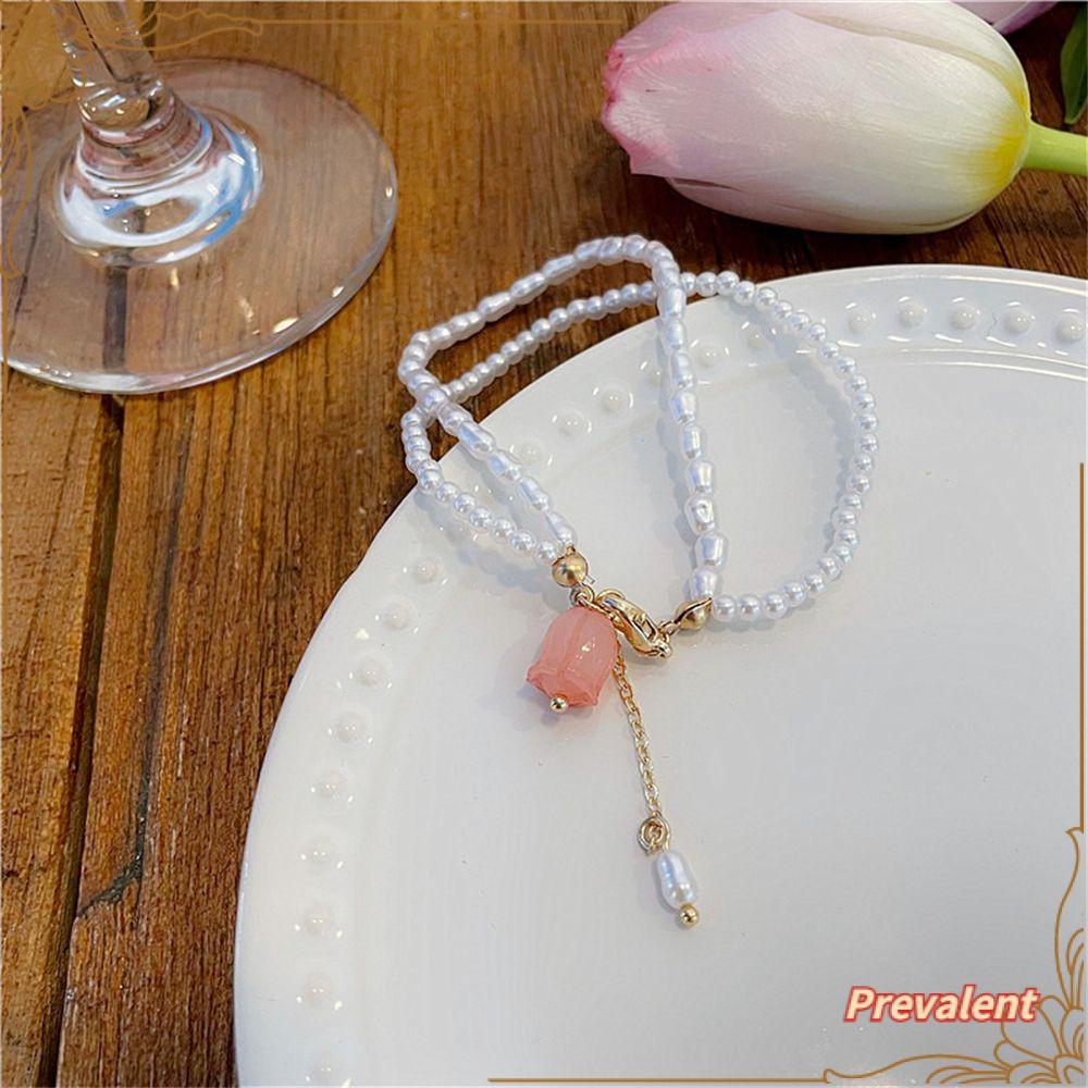 Preva Gelang Mutiara Wanita Hadiah Perhiasan Wanita Romantis Bunga Manis Indah Double Layer Rantai Tebal