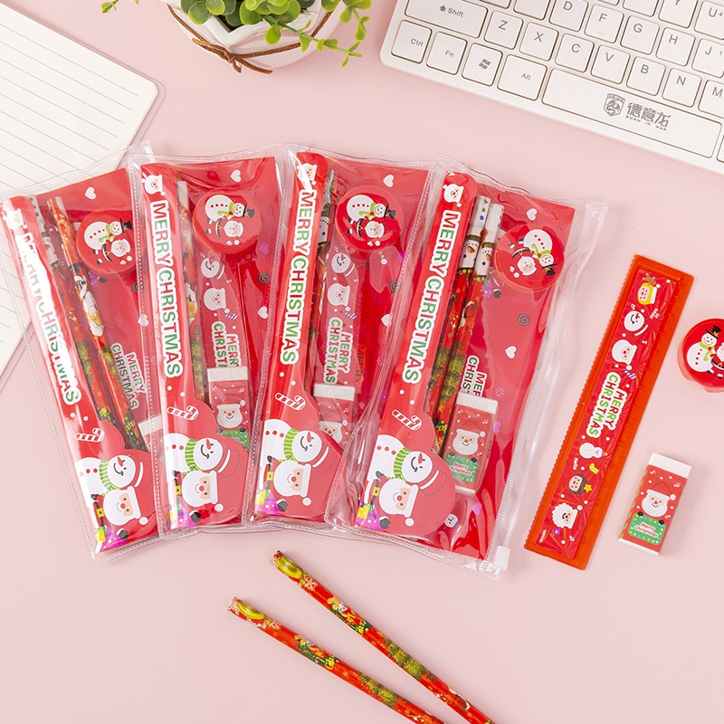 5pcs / Pak Rautan Pensil Motif Natal Untuk Alat Tulis Sekolah
