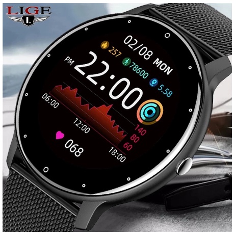 LIGE 2022 Jam Tangan Pintar Baru Pria Layar Sentuh Penuh Jam Tangan Olahraga Kebugaran Bluetooth Tah