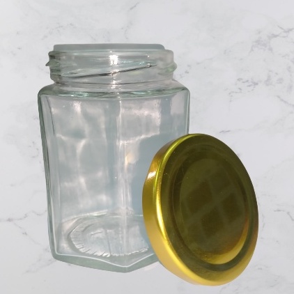 [3pcs] Glass Jar | Botol Kaca Hexagonal 300ml | Botol Madu | Selai | Cake in Jar Kekinian