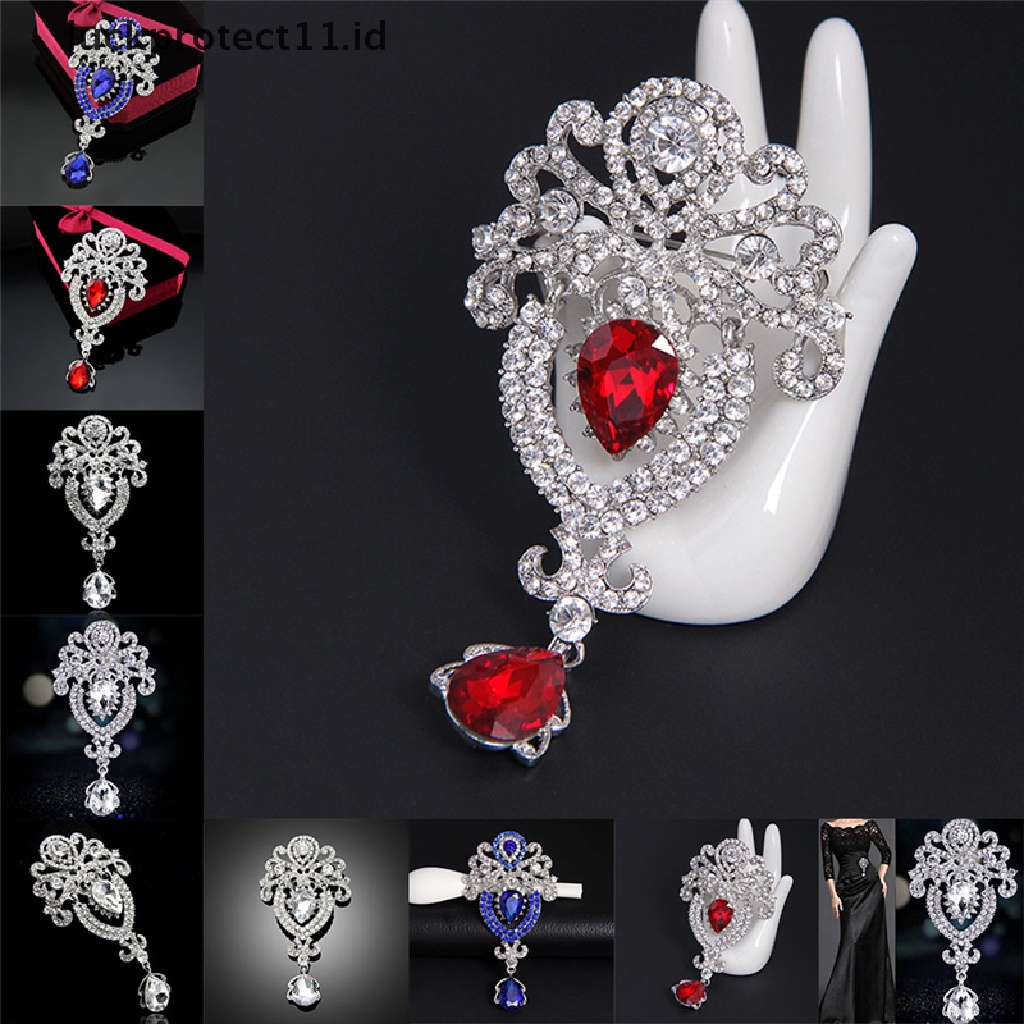 /Fashion Hot// Fashion// Perak Bunga Besar Bros Pengantin Berlian Imitasi Kristal Diamante Pernikahan Bros Pin.