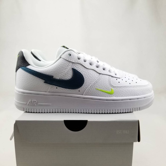 Sneakers Sepatu Nike Air Force 1 Low White Aquamarine Lime Glow Branded Pria