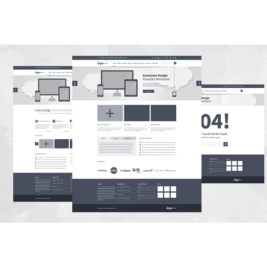 75 Layouts Webdesign Wireframe Kit