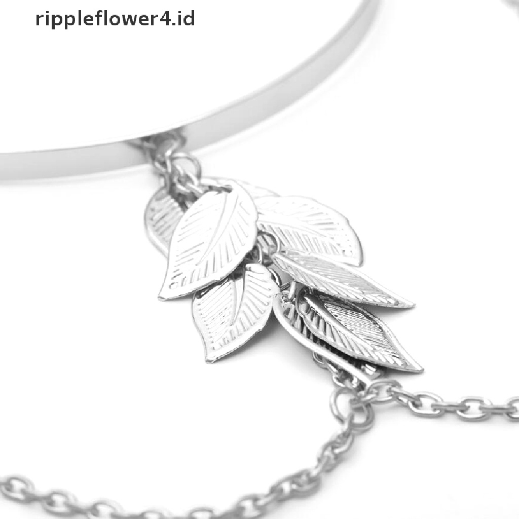 {rippleflower4.id} Boho Retro Daun Upper Cuff Bangle Ban Lengan Arm Slave Rantai Gelang Perhiasan~