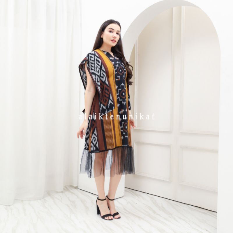 DRESS TENUN ANGGUN 02 - DRESS ETHNIK - BAJU TENUN - DRESS WANITA - DRESS TENUN WANITA