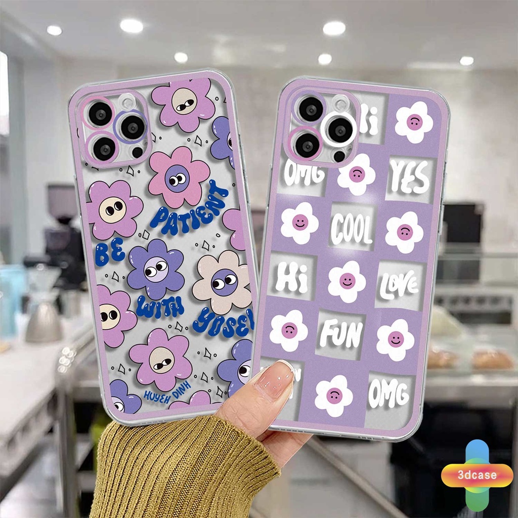 Soft Case TPU Motif Smiley Bunga Untuk For IPhone 11 12 13 PRO MAX 6 7 6S 8 Plus X XR XS MAX 11 12 13 Se 2020 6SPlus 7Plus 6Plus 8Plus XSMAX A15 A16 A9 A5 A7 A5S Y12 Y20 Y15S A12 A03