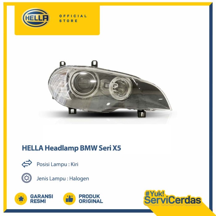 Lampu Headlamp Mobil Hella BMW Seri X5 (Kiri) Halogen - Lampu Depan Mobil