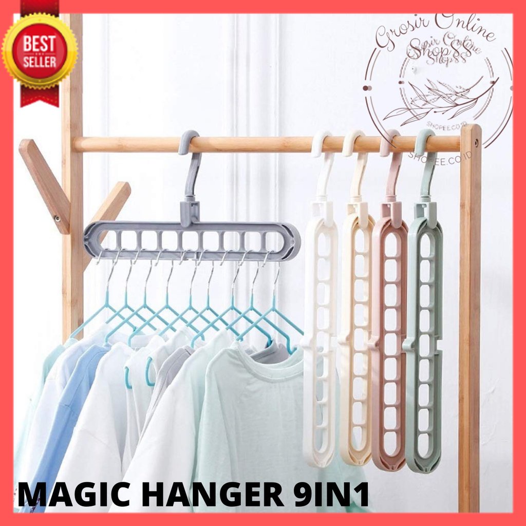 GOS - A204 - Magic Hanger 9 in 1 / Jemuran Pakaian 9 Susun Serbaguna / Gantungan Baju Celana Lemari