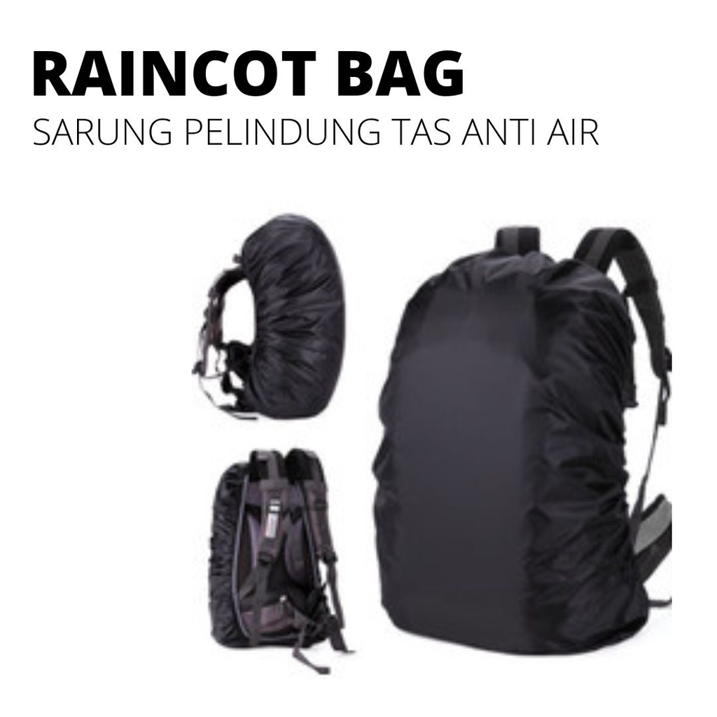 RAINCOAT BAG WATERPROOF SARUNG PELINDUNG TAS ANTI AIR MULTIFUNGSI WARNA HITAM POLOS