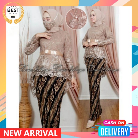 Setelan Baju Kebaya Modern Aurora Selendang Tile Stelan Kabaya Wisuda Perpisahan Wisudah Wanita Mode