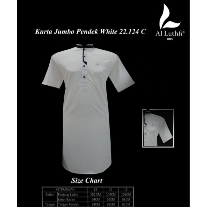 Kurta Al Luthfi Jumbo Lengan Pendek ( Putih 22.124 C )