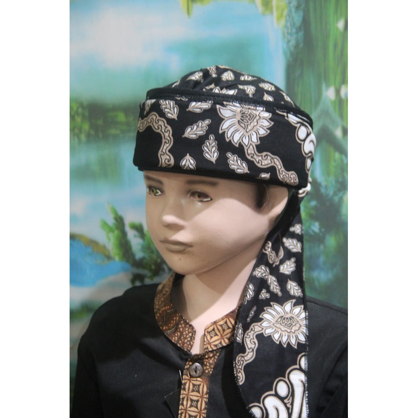 PECI KOPIAH BLANGKON IMAMAH BATIK KATUN UKURAN DEWASA DAN ANAK ANAK (PUTIH)