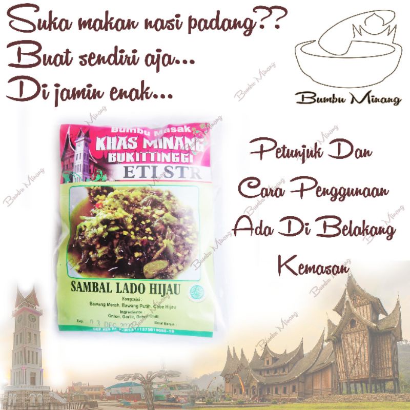 

bumbu minang sambal lado hijau Eti STR khas rumah makan padang sumatra barat sumbar bukittinggi