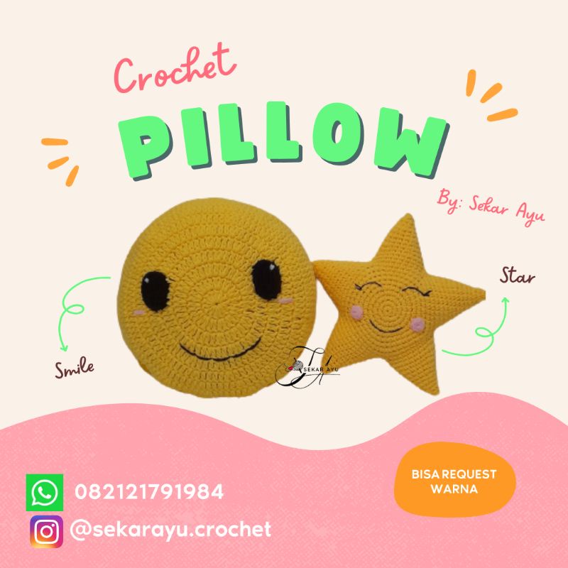 bantal rajut/boneka rajut smile