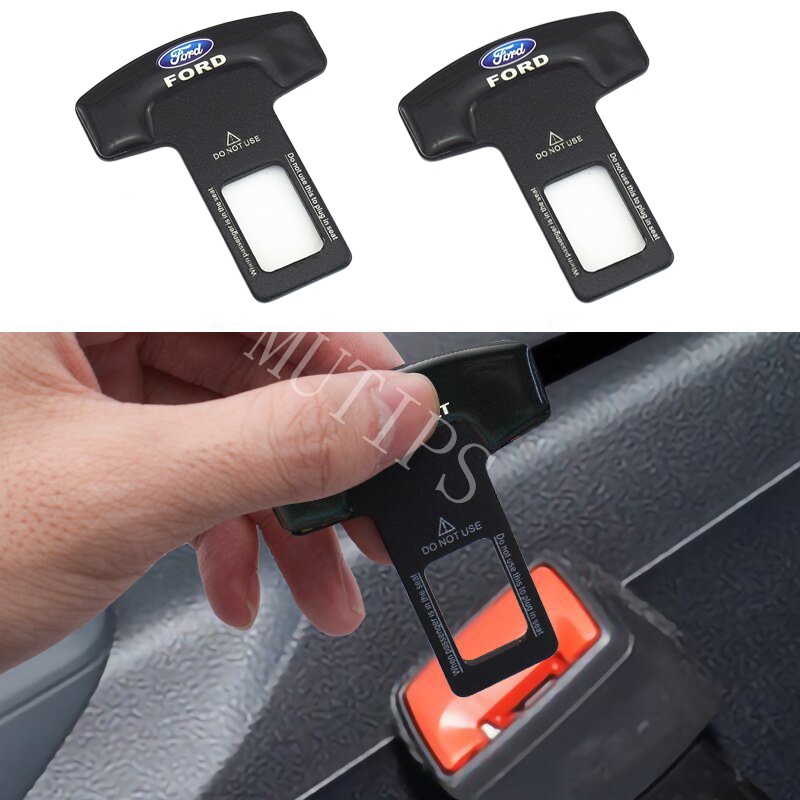 Ford 1/2Pcs Klip Gesper Sabuk Pengaman Pengaman Mobil Metal Hard Plug Alarm Stopper Menghilangkan Suara Untuk Ecosport Focus Everest Fiesta Ranger Mustang