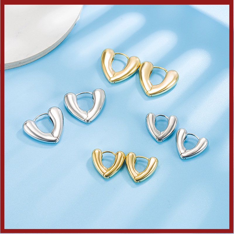 Love Heart Metal Ear Cuff Wanita Anting Telinga Berbentuk Hati U1319