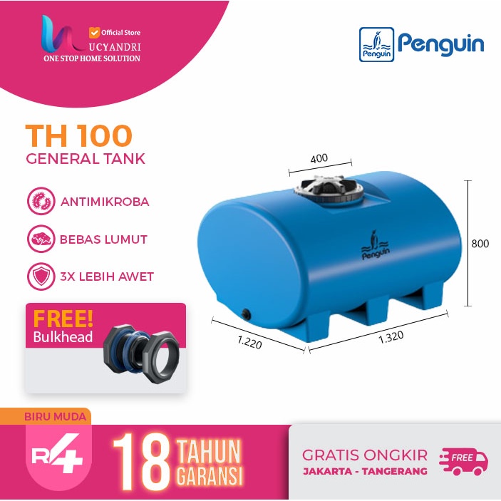 Penguin Tangki Air Horizontal TH 100, Tandon Panjang, Toren Panjang