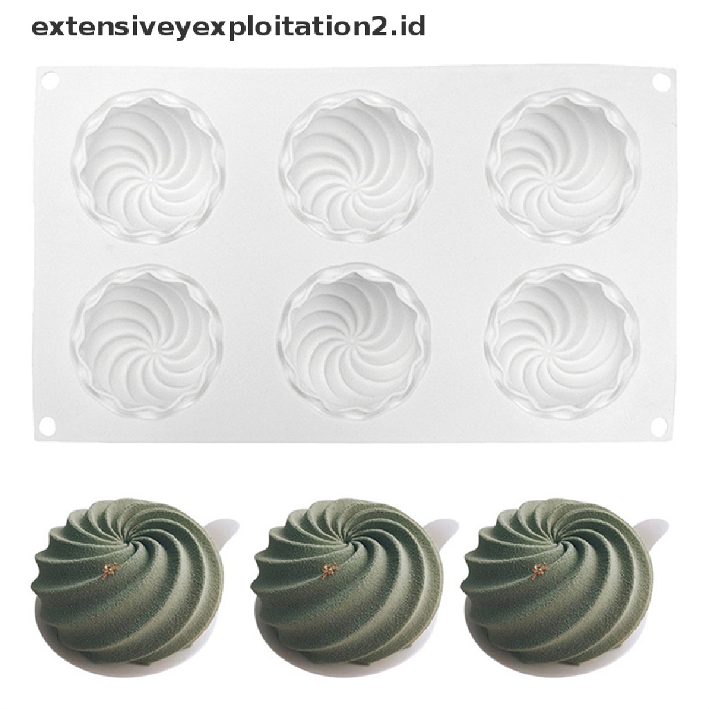 {NEW} 6 Cavity Silikon Cyclone Bulat Spiral Mousse Mold Cetakan Kue Baking Decorag Mould.
