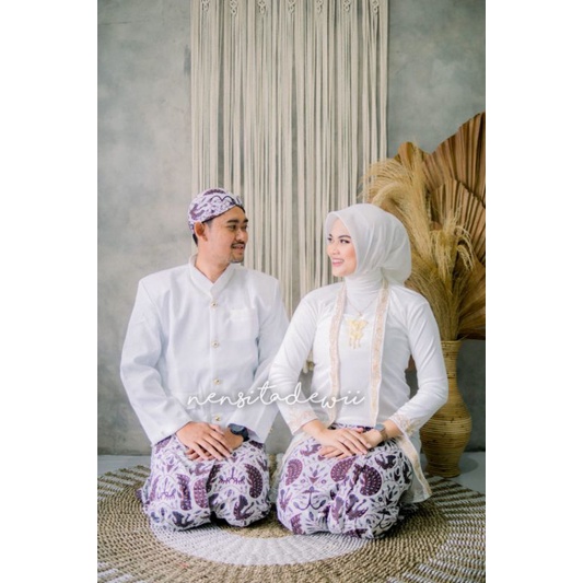 [1 Set, PPJ02A] Baju Prewed Instan / Baju Couple Adat Jawa - Jogja, Motif Sidoasih Kecil