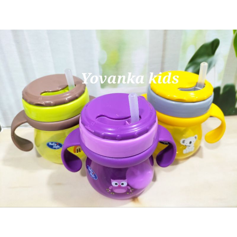 Baby Safe Botol Minum Dengan Sedotan Anti Tumpah/Training Cup With Straw 250 Ml BPA Free Jp019