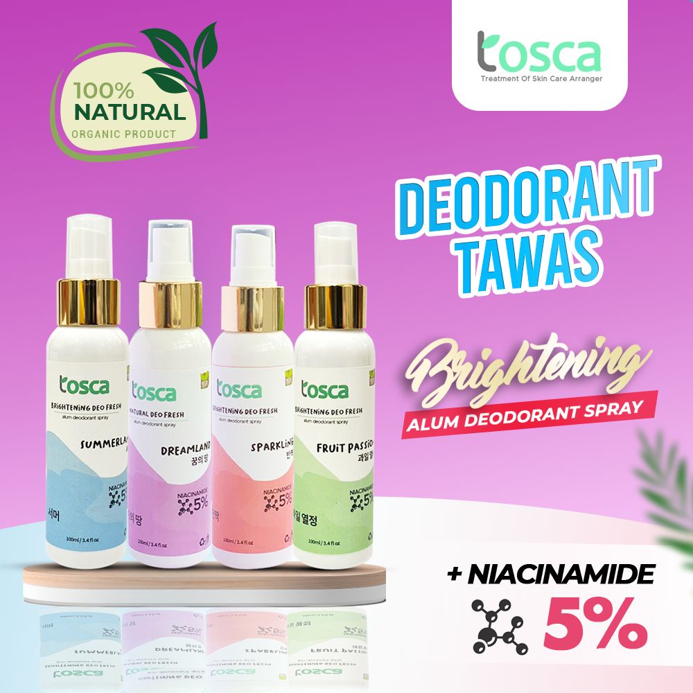 Deodorant Tawas Tosca Brightening Natural Deo Fresh - Ampuh Mencegah Bau Ketiak dan Badan Non Alkohol | Pemutih Ketiak | Pencerah Ketiak