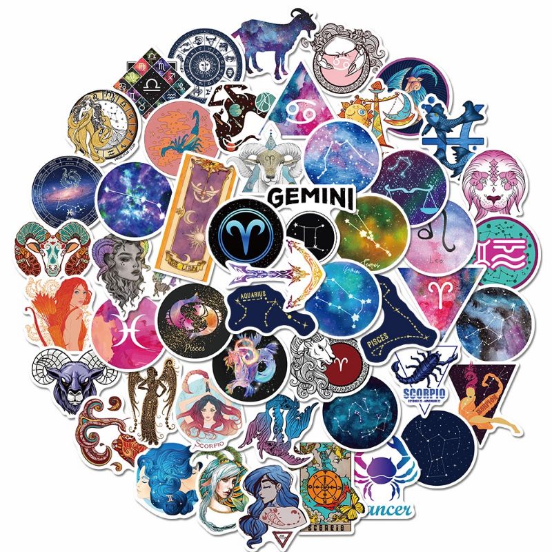 

[ , ] 3pcs Stiker Motif Zodiak/ Rasi Bintang Anti Air Untuk Laptop / Gitar
